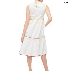 Jcrew White Tiered Midi Ruffle Rick Rack Ruffled Sleeveless Midi Dress